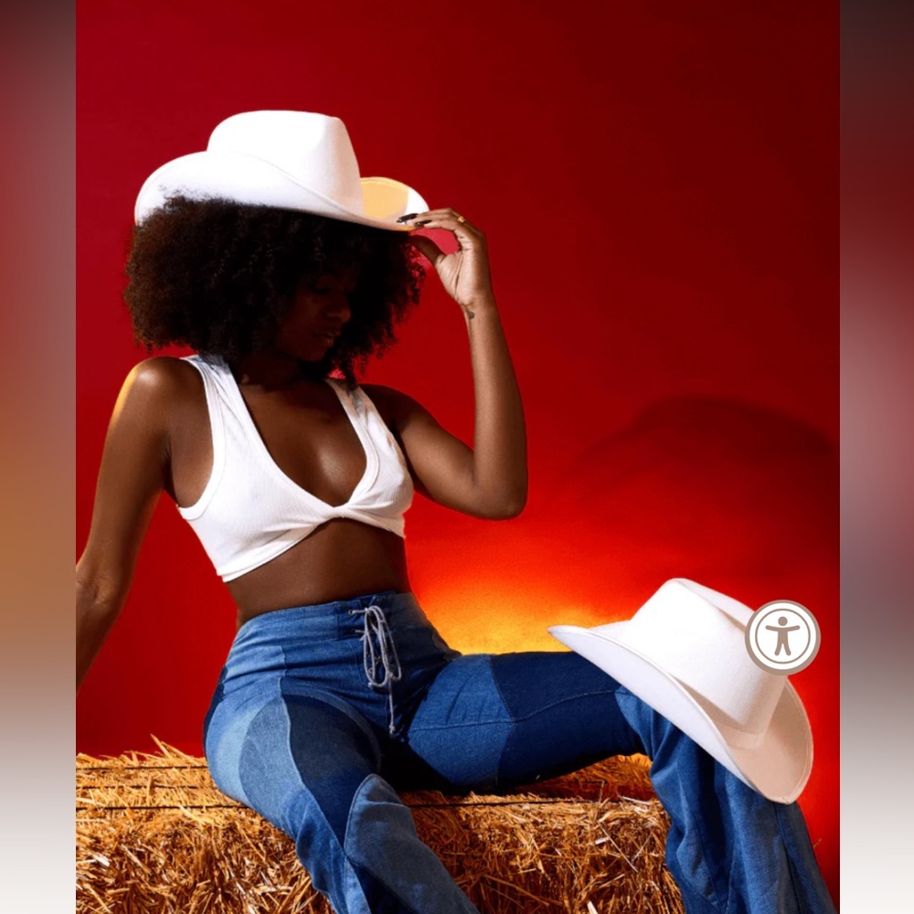 KIN APPAREL WHITE SATIN LINED COWBOY HAT